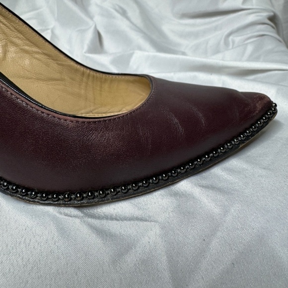 Coach Smith Beadchain Burgundy Maroon Beaded Trim Heels Size 8 - Picture 9 of 16